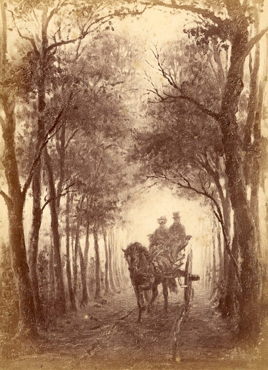 Rijtuig in laan (foto van schilderij van Otto Eerelman, uit album)
